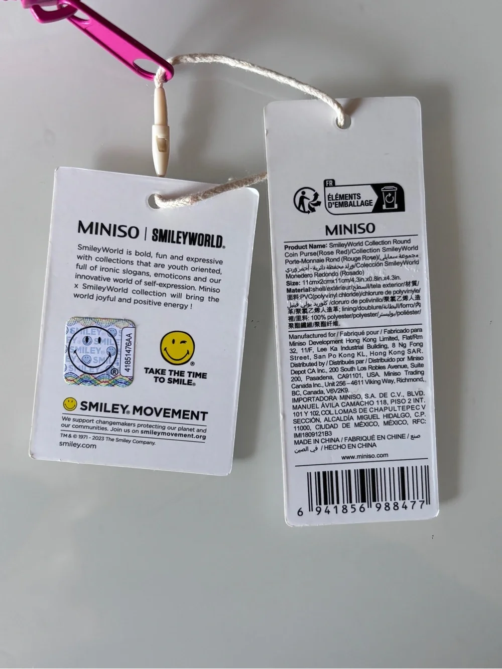 NWT MINISO SmileyWorld Round Coin Purse Colorful Stars